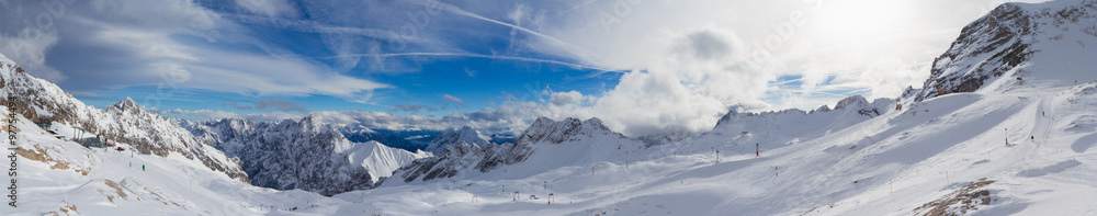 Winterpanorama - Alpen, Berge und 
Winterlandschaft
