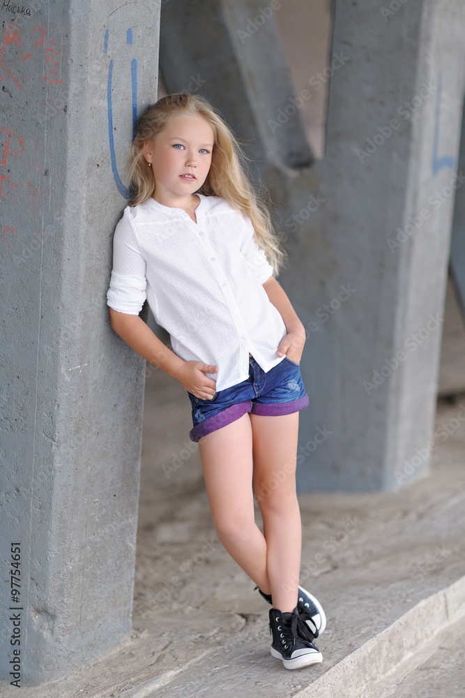 portrait of little girl outdoors in summer portrait of little girl outdoors in summer