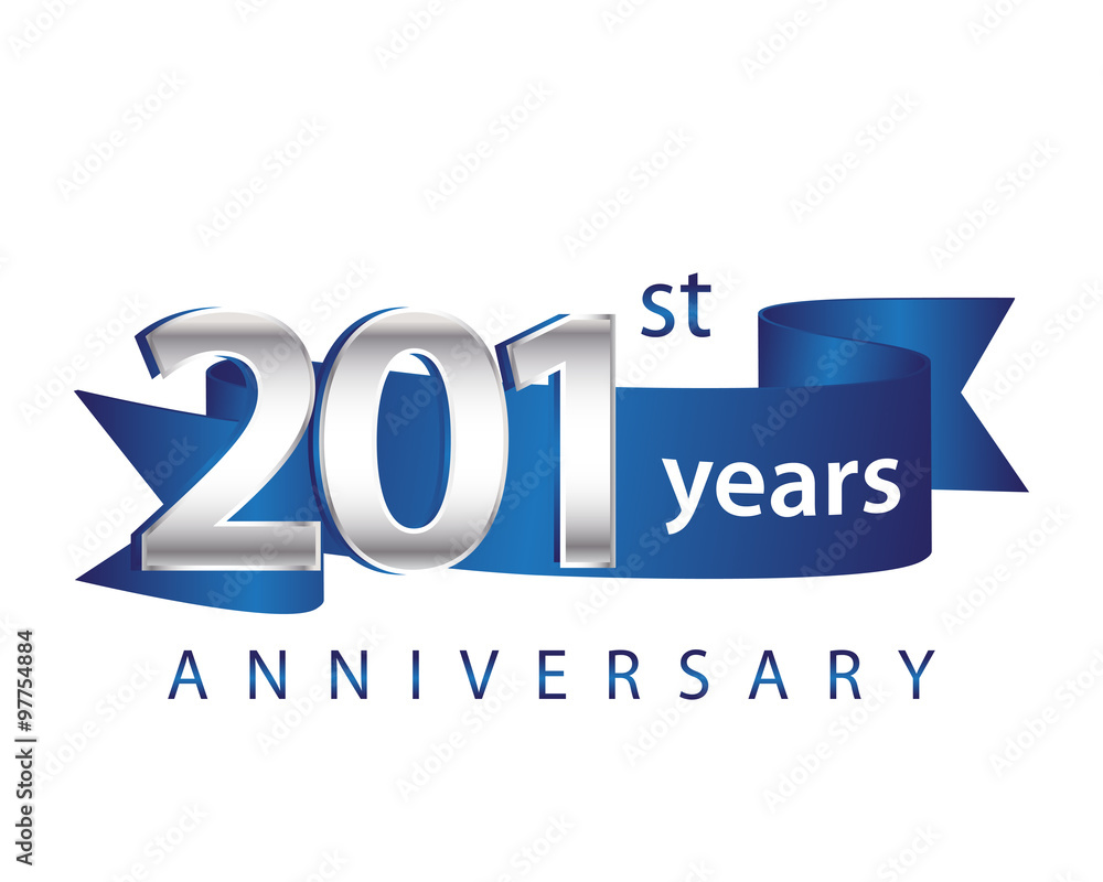201 Years Anniversary Logo Blue Ribbon