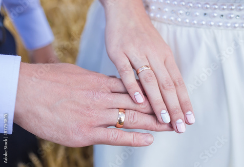  wed couple's hands with wedding rings