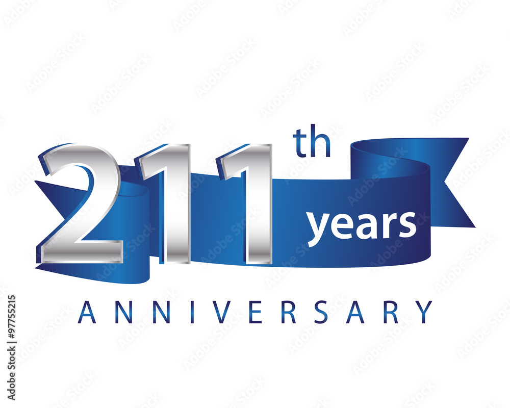 211 Years Anniversary Logo Blue Ribbon