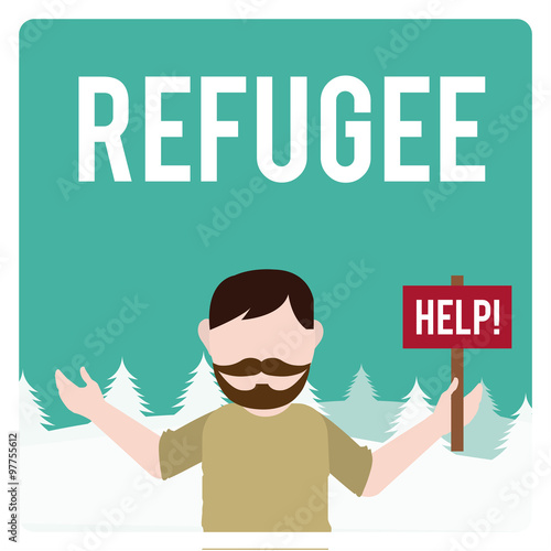 refugee illustration over  winter landscape