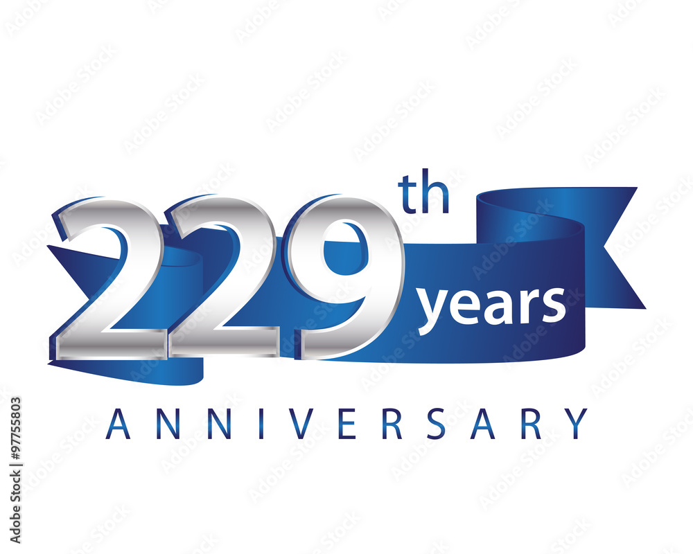 229 Years Anniversary Logo Blue Ribbon