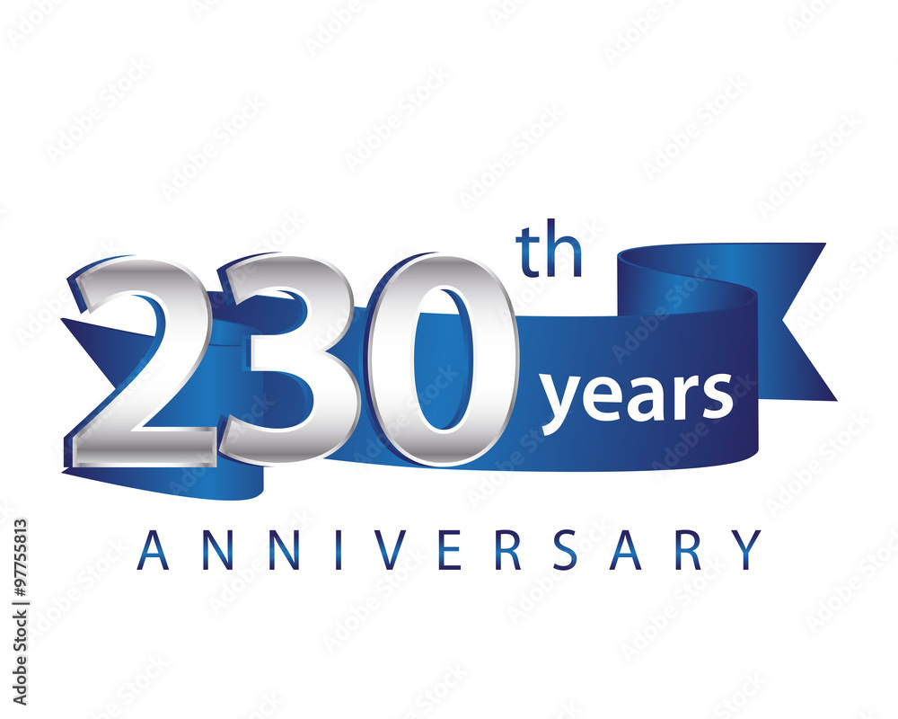230 Years Anniversary Logo Blue Ribbon