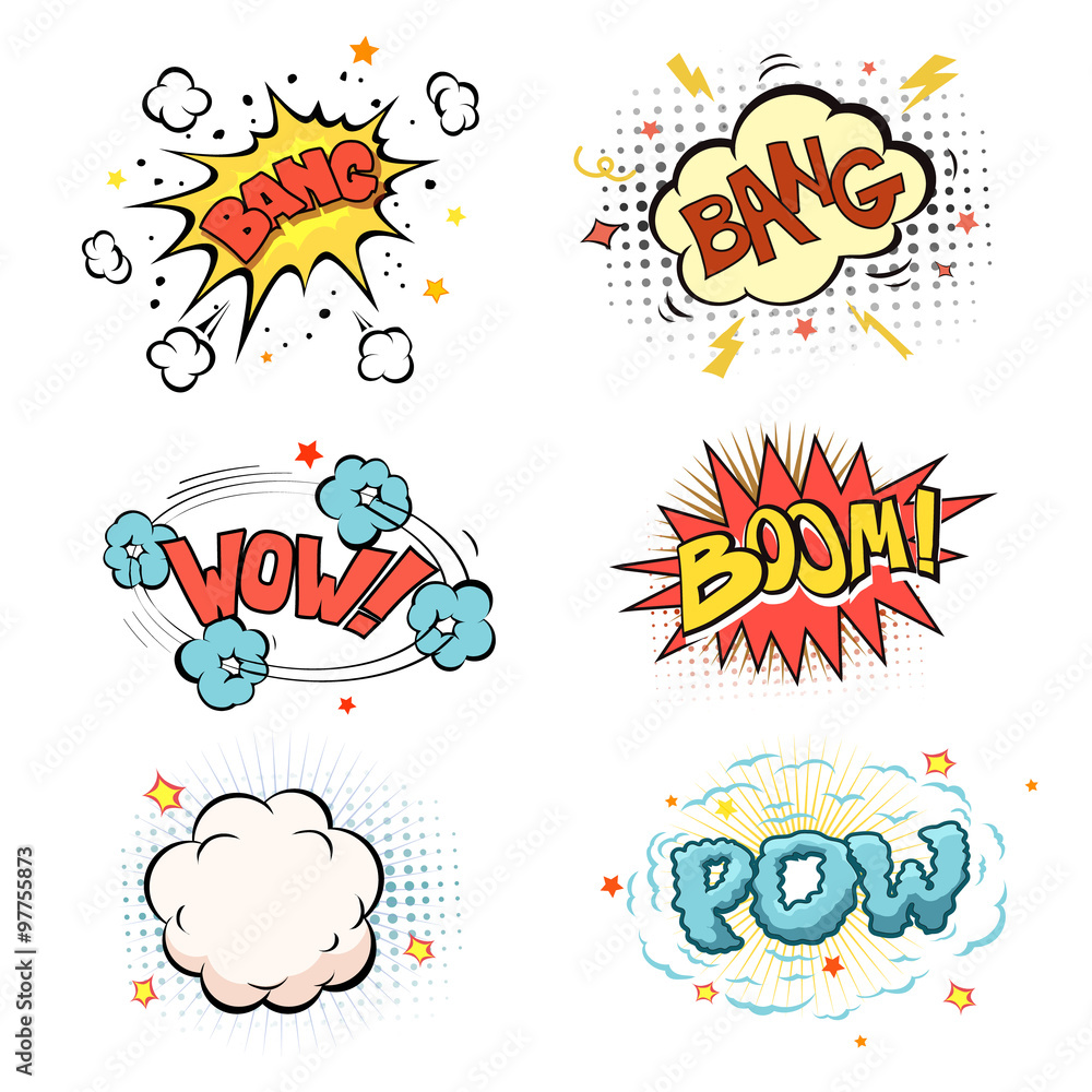 Boom. Comic book explosion set Boom. Comic book explosion set