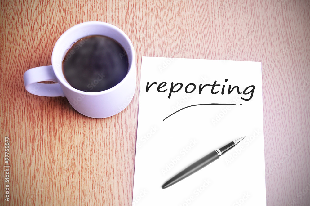 Coffee on the table with note writing reporting Coffee on the table with note writing reporting