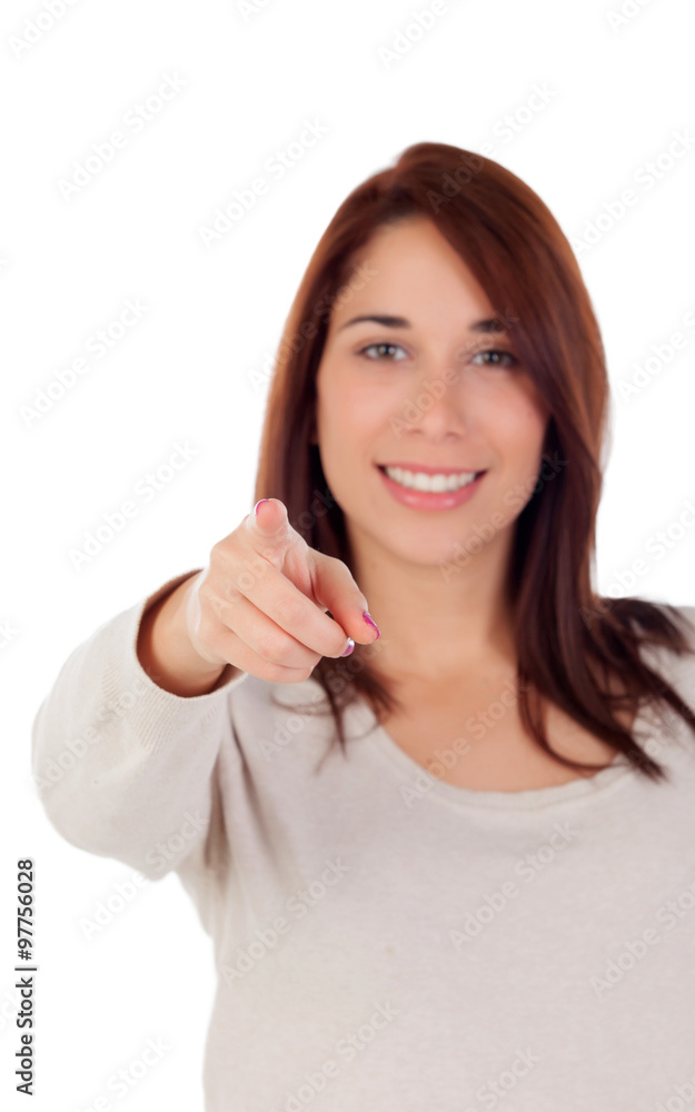 Cool girl pointing something Cool girl pointing something