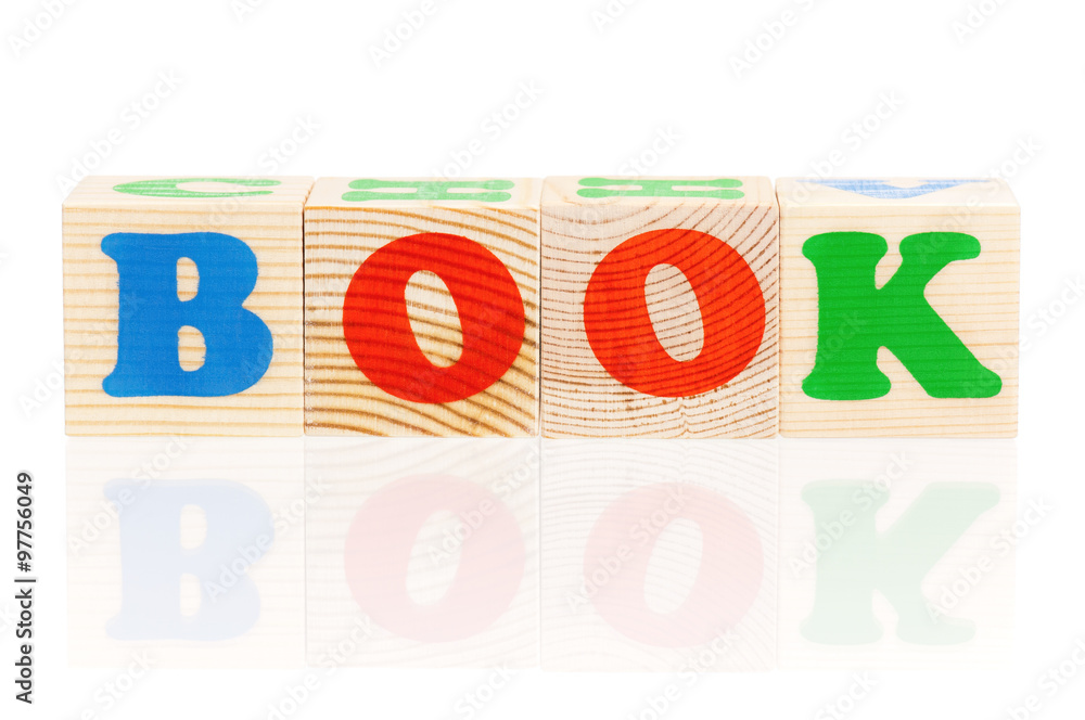 Wooden blocks arranged in the word BOOK Wooden blocks arranged in the word BOOK