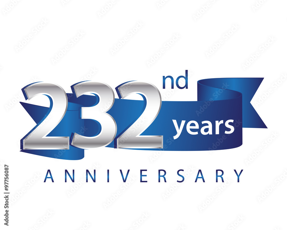 232 Years Anniversary Logo Blue Ribbon
