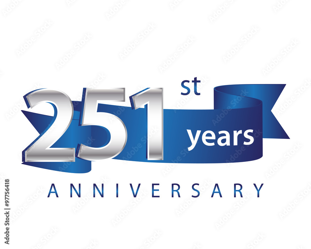 251 Years Anniversary Logo Blue Ribbon