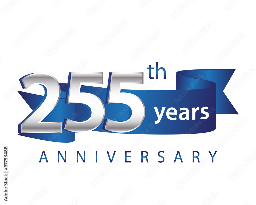 255 Years Anniversary Logo Blue Ribbon