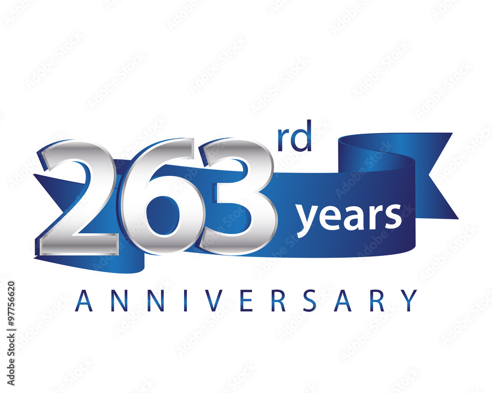 263 Years Anniversary Logo Blue Ribbon