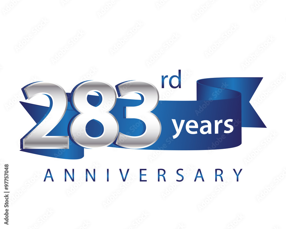 283 Years Anniversary Logo Blue Ribbon