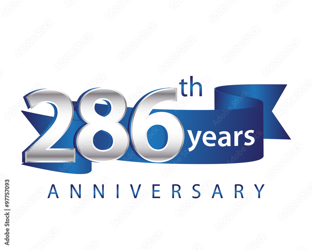 286 Years Anniversary Logo Blue Ribbon