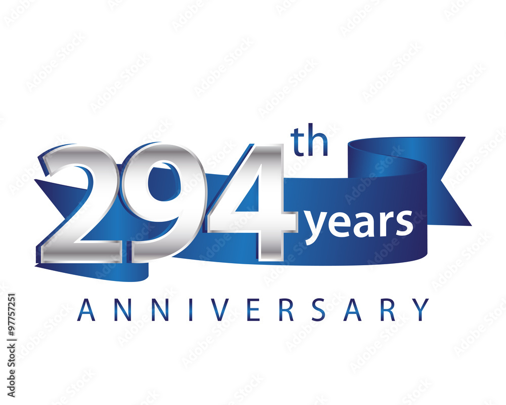 294 Years Anniversary Logo Blue Ribbon