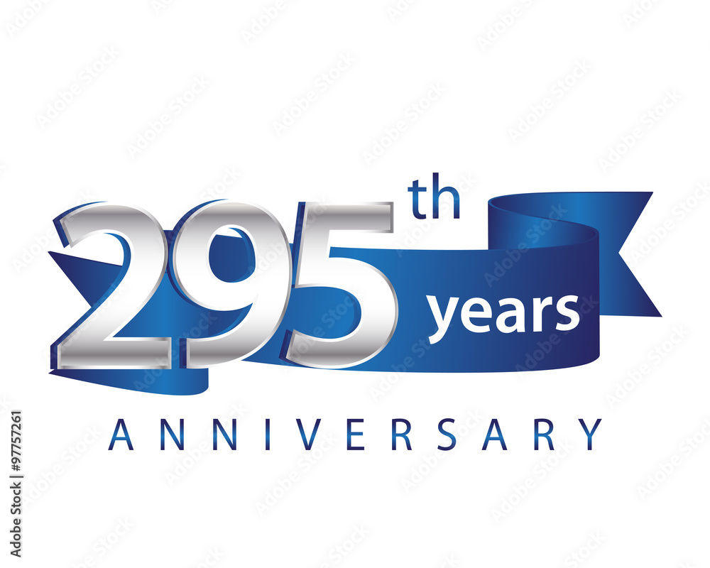 295 Years Anniversary Logo Blue Ribbon