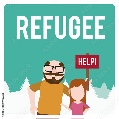 refugee illustration over  winter landscape