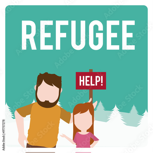 refugee illustration over  winter landscape