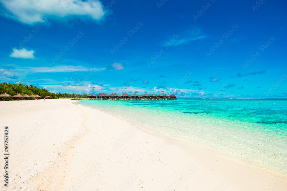 Beautiful tropical view of perfect ideal island in Indian Ocean