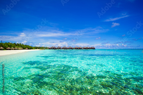 Beautiful tropical view of perfect ideal island in Indian Ocean