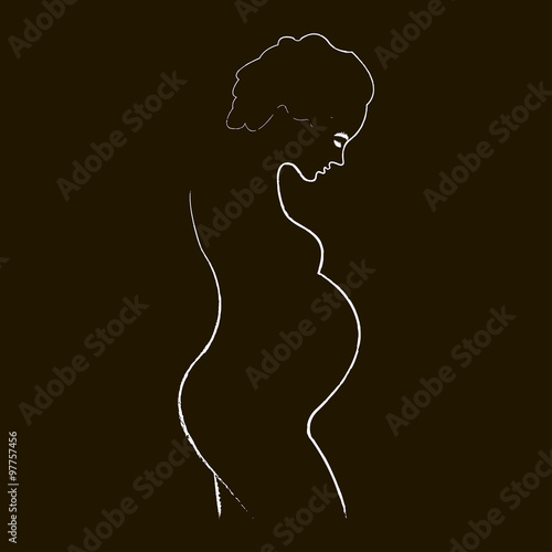 silhouette of a pregnant woman on a black background
