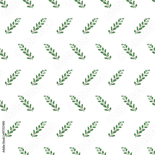 Seamless pattern with green plants on a white background