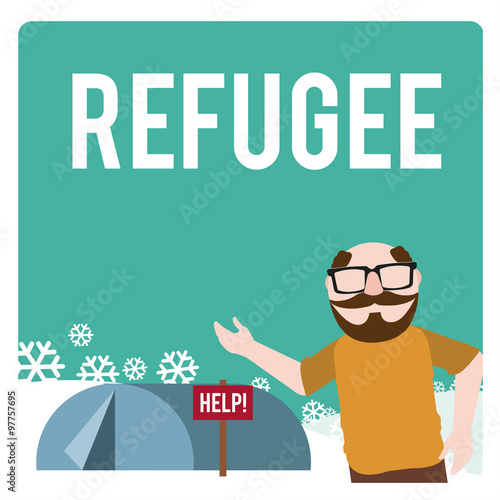 refugee illustration over  winter landscape