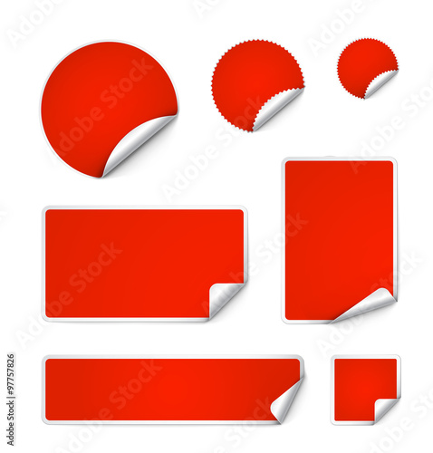 Set of curled stickers isolated on white background. Vector illustration. It can be use for price, promo, adv and etc.