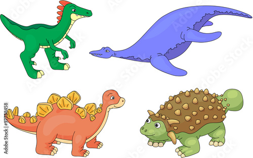 Set of pliosaur, stegosaurus, ankylosaurus and guanlong © fir4ik