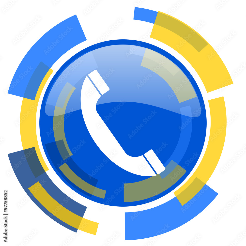 phone blue yellow glossy web icon phone blue yellow glossy web icon