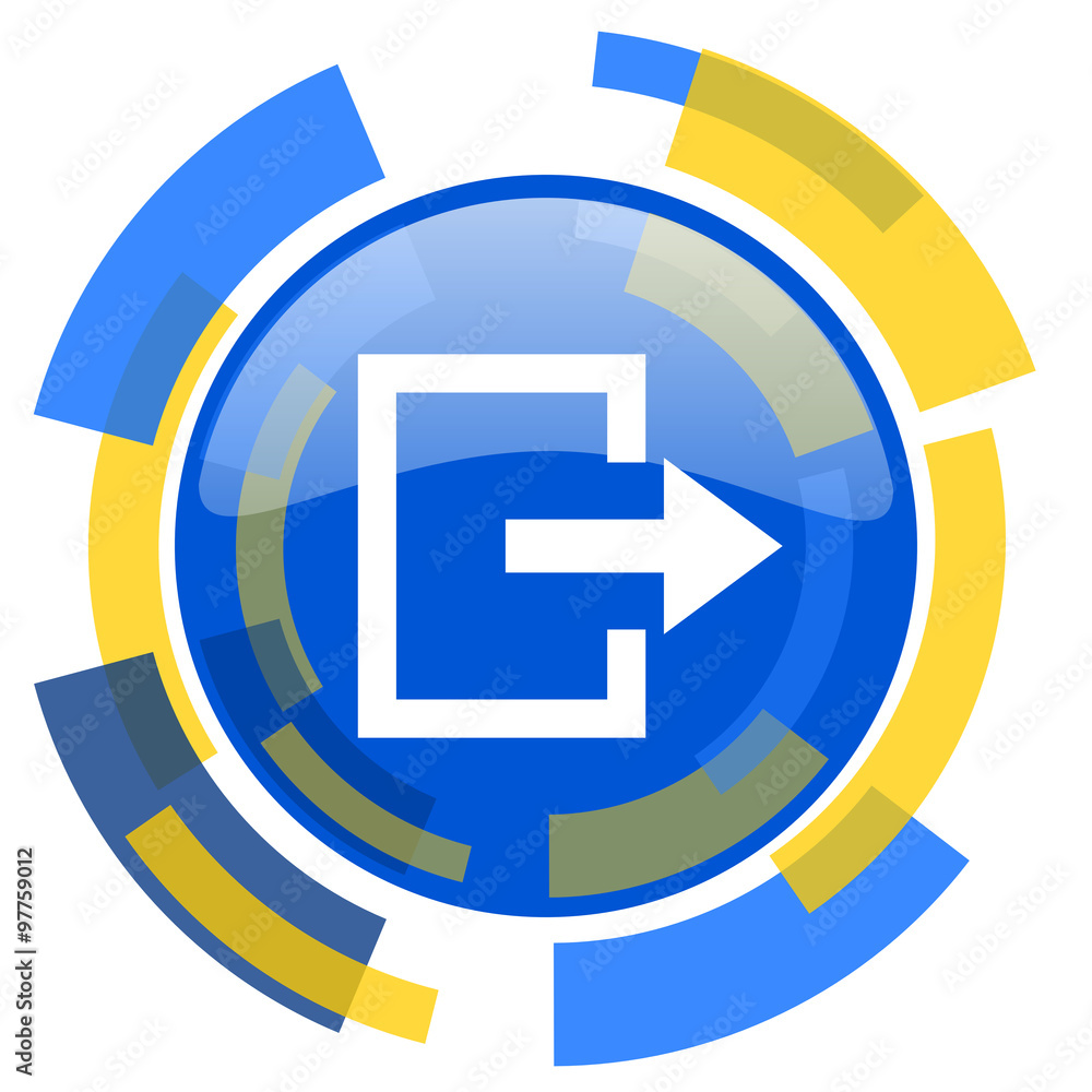 exit blue yellow glossy web icon exit blue yellow glossy web icon