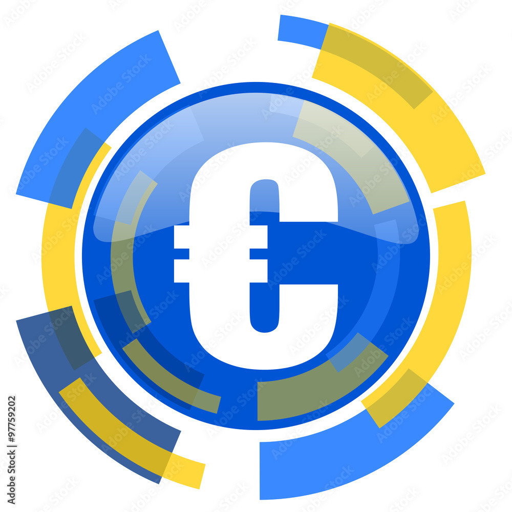 euro blue yellow glossy web icon euro blue yellow glossy web icon