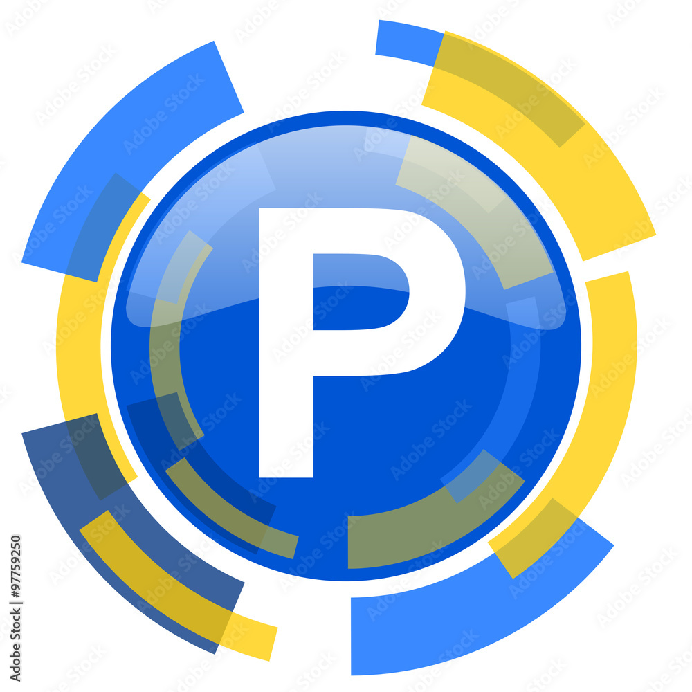 parking blue yellow glossy web icon parking blue yellow glossy web icon