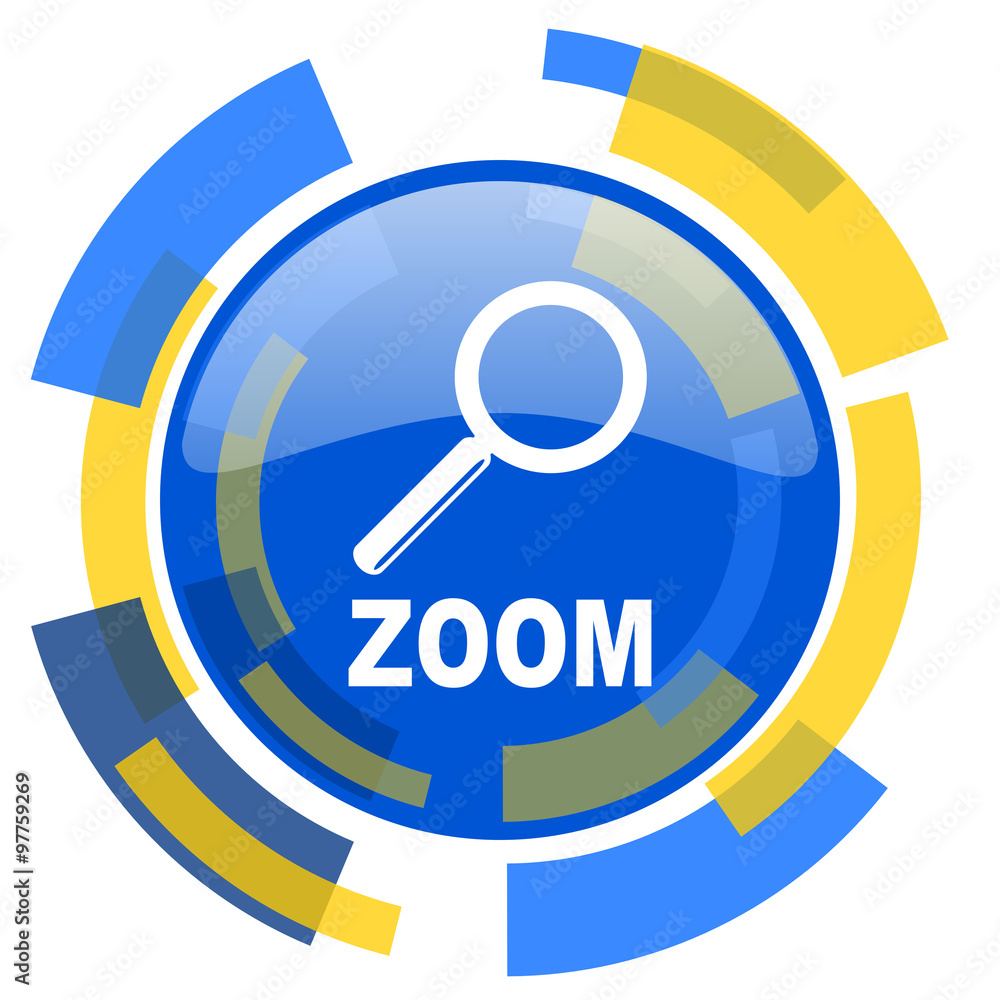 zoom blue yellow glossy web icon zoom blue yellow glossy web icon