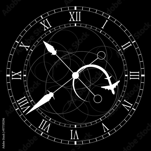 clock old white vector on black