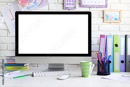 Modern workplace with computer on the table