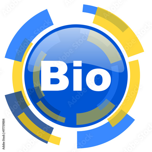 bio blue yellow glossy web icon