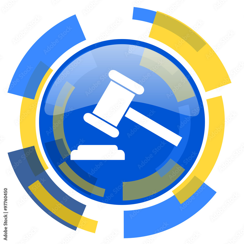 auction blue yellow glossy web icon auction blue yellow glossy web icon