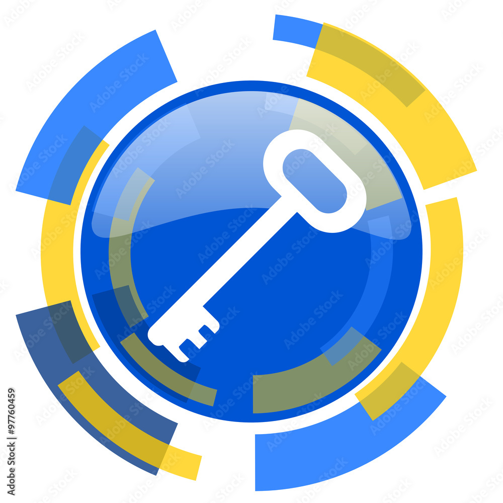 key blue yellow glossy web icon key blue yellow glossy web icon