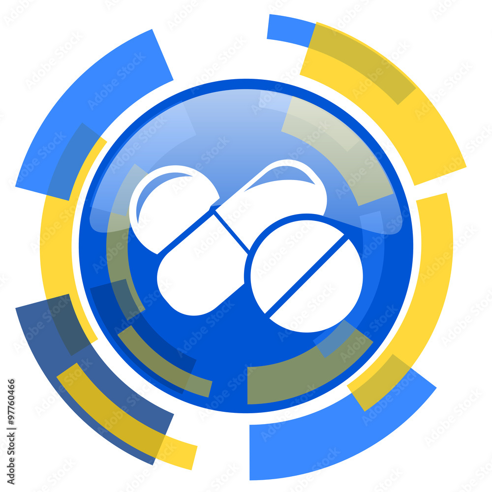 medicine blue yellow glossy web icon medicine blue yellow glossy web icon