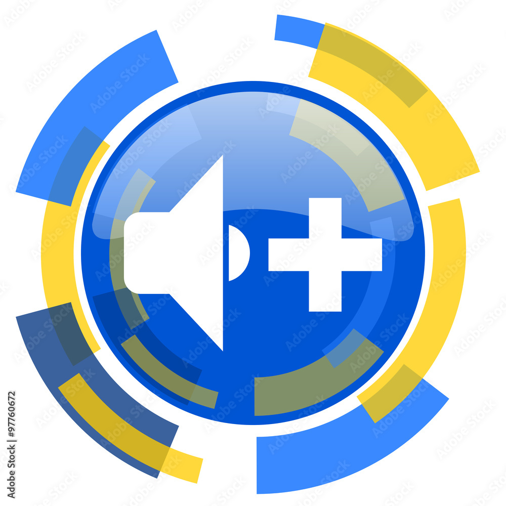 speaker volume blue yellow glossy web icon speaker volume blue yellow glossy web icon