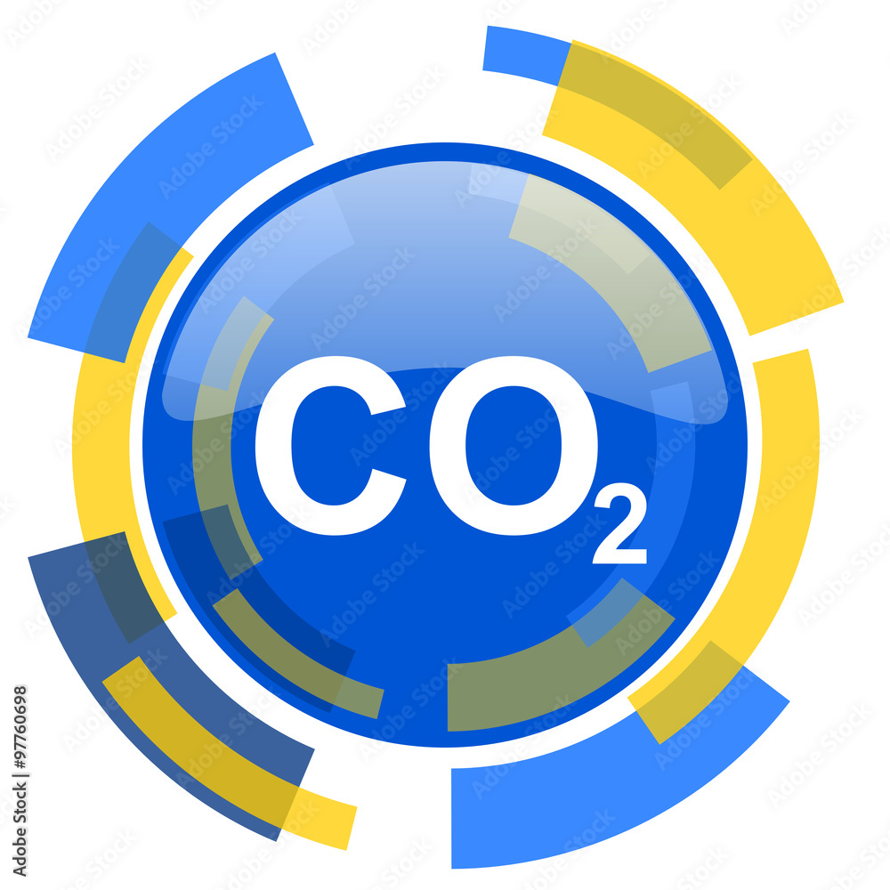 carbon dioxide blue yellow glossy web icon carbon dioxide blue yellow glossy web icon
