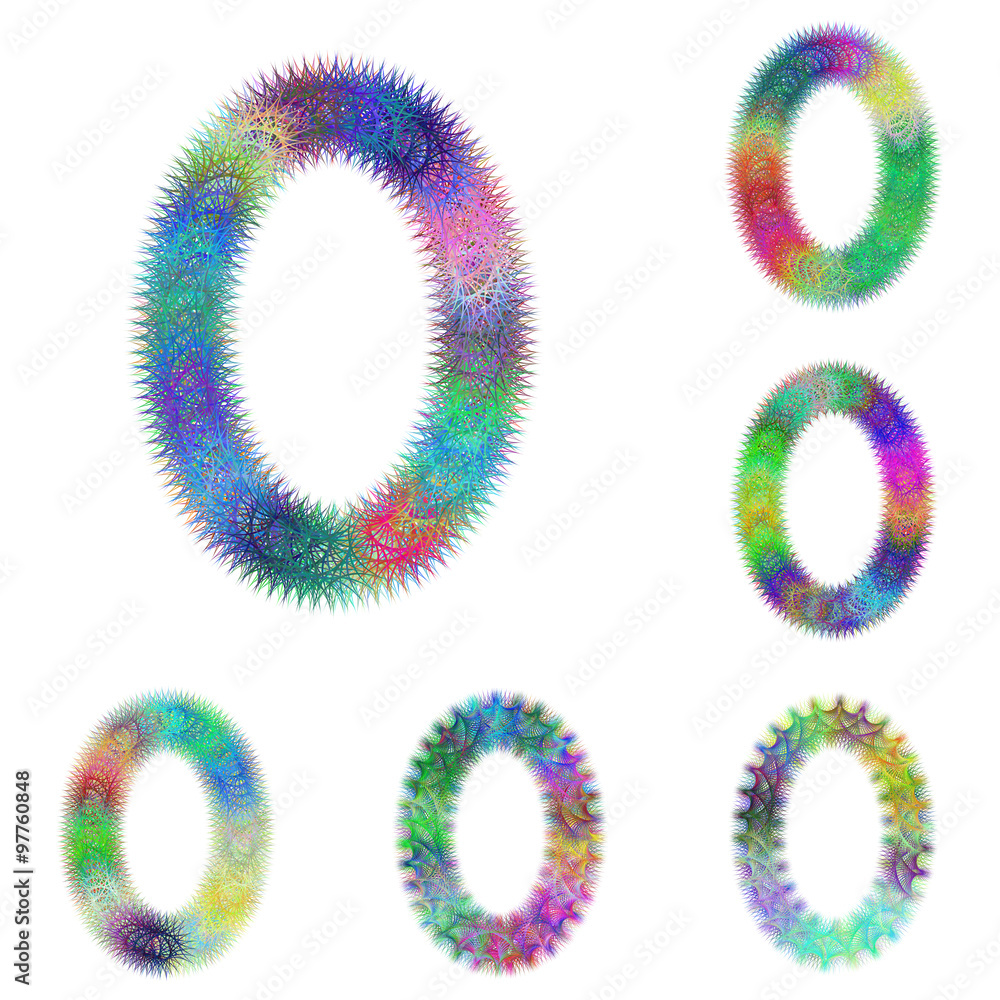 Happy colorful fractal font set - letter O