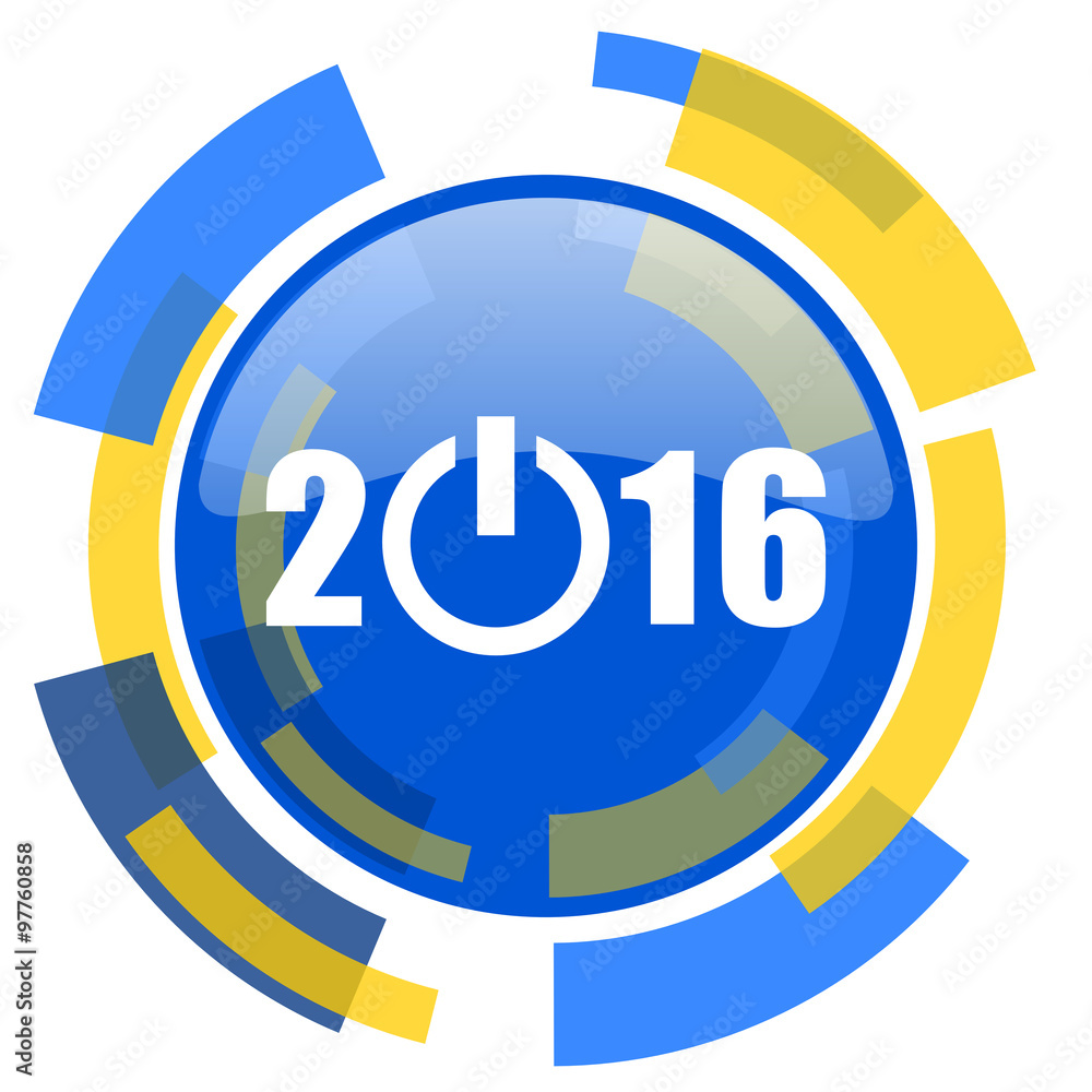 year 2016 blue yellow glossy web icon year 2016 blue yellow glossy web icon