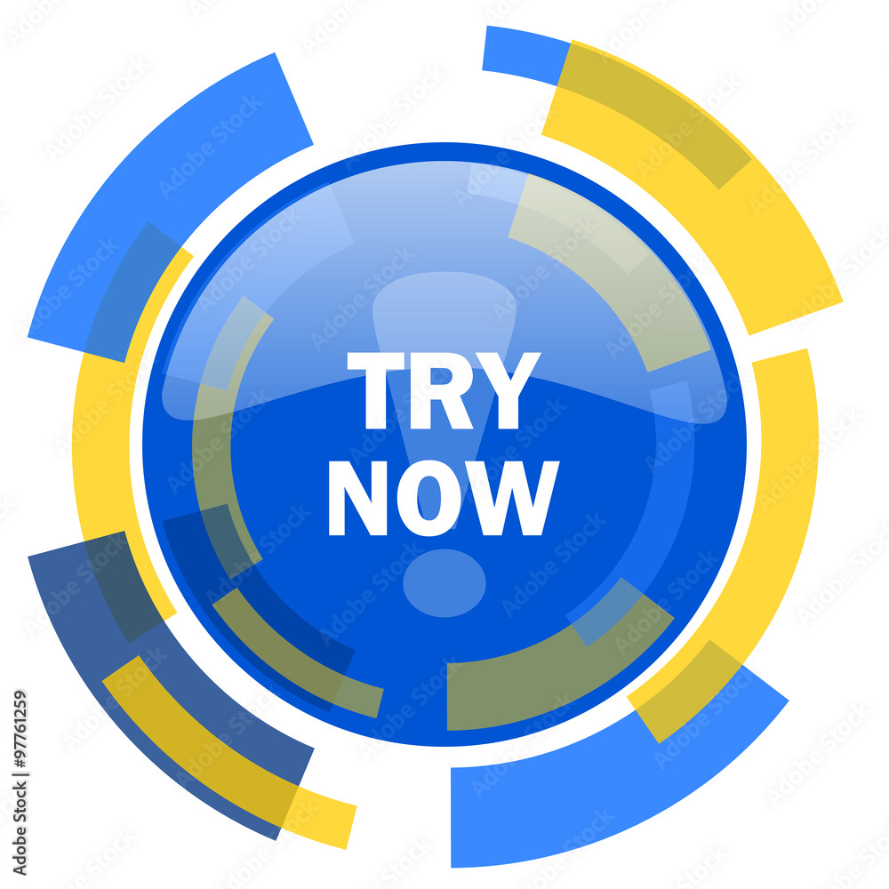 try now blue yellow glossy web icon try now blue yellow glossy web icon