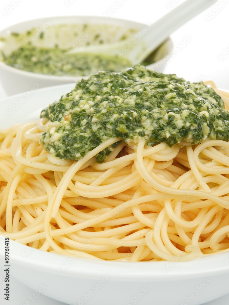Pasta collection - Spaghetti with pesto sauce Pasta collection - Spaghetti with pesto sauce