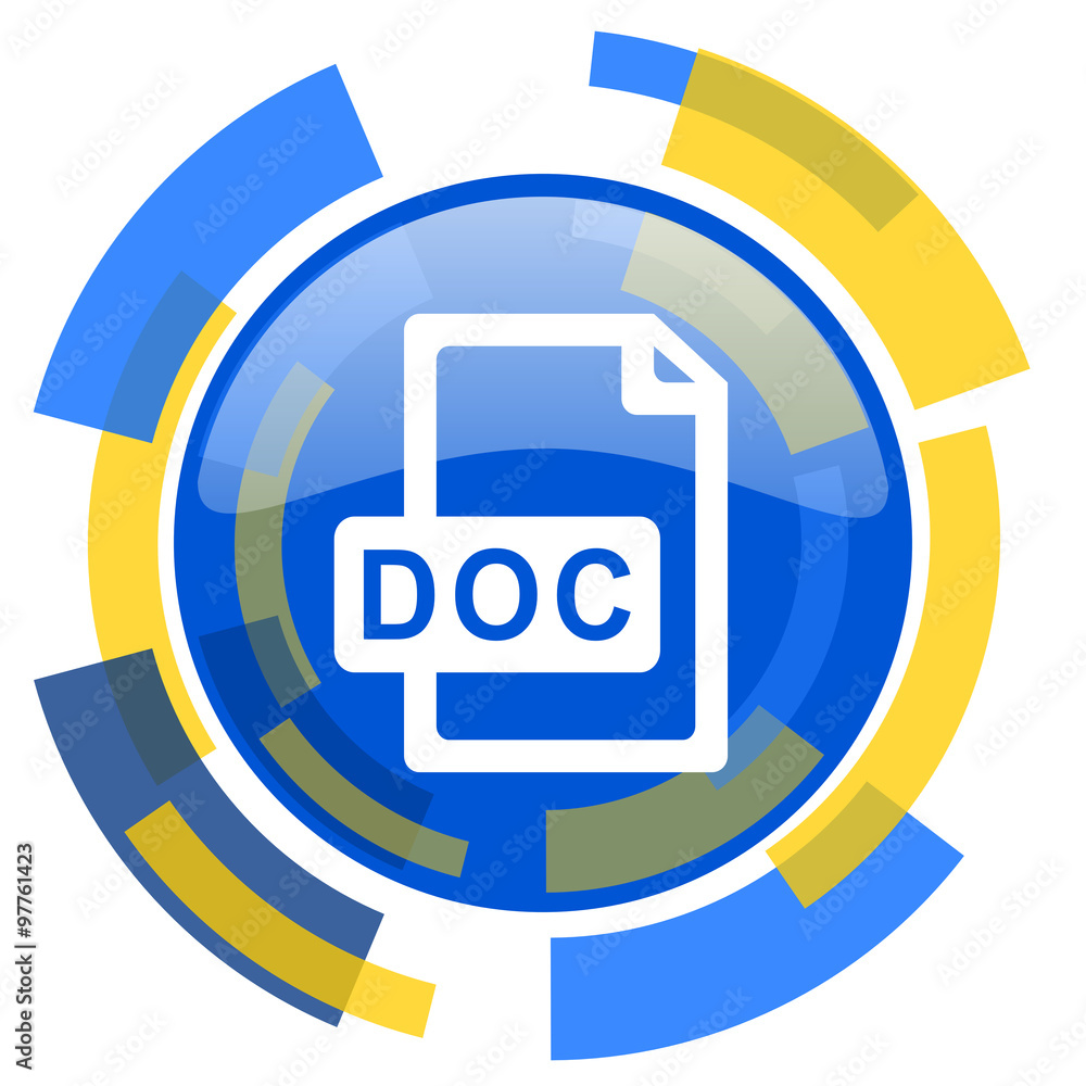 doc file blue yellow glossy web icon doc file blue yellow glossy web icon