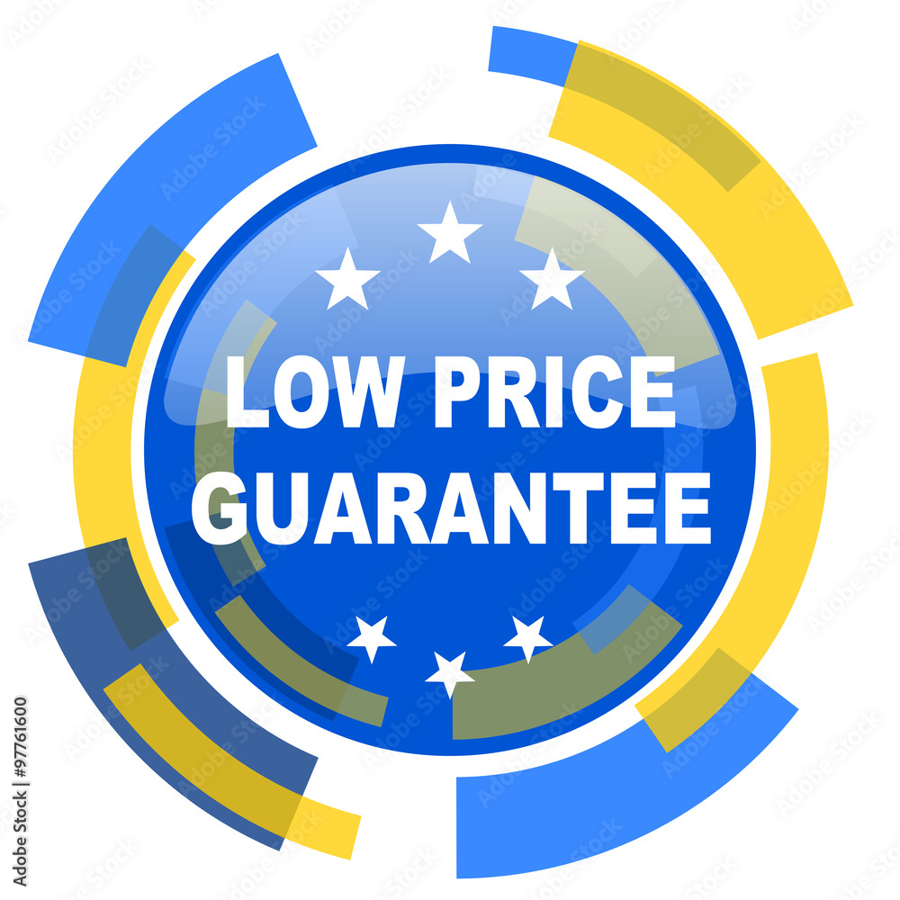 low price guarantee blue yellow glossy web icon low price guarantee blue yellow glossy web icon