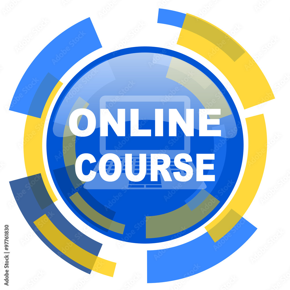 online course blue yellow glossy web icon online course blue yellow glossy web icon