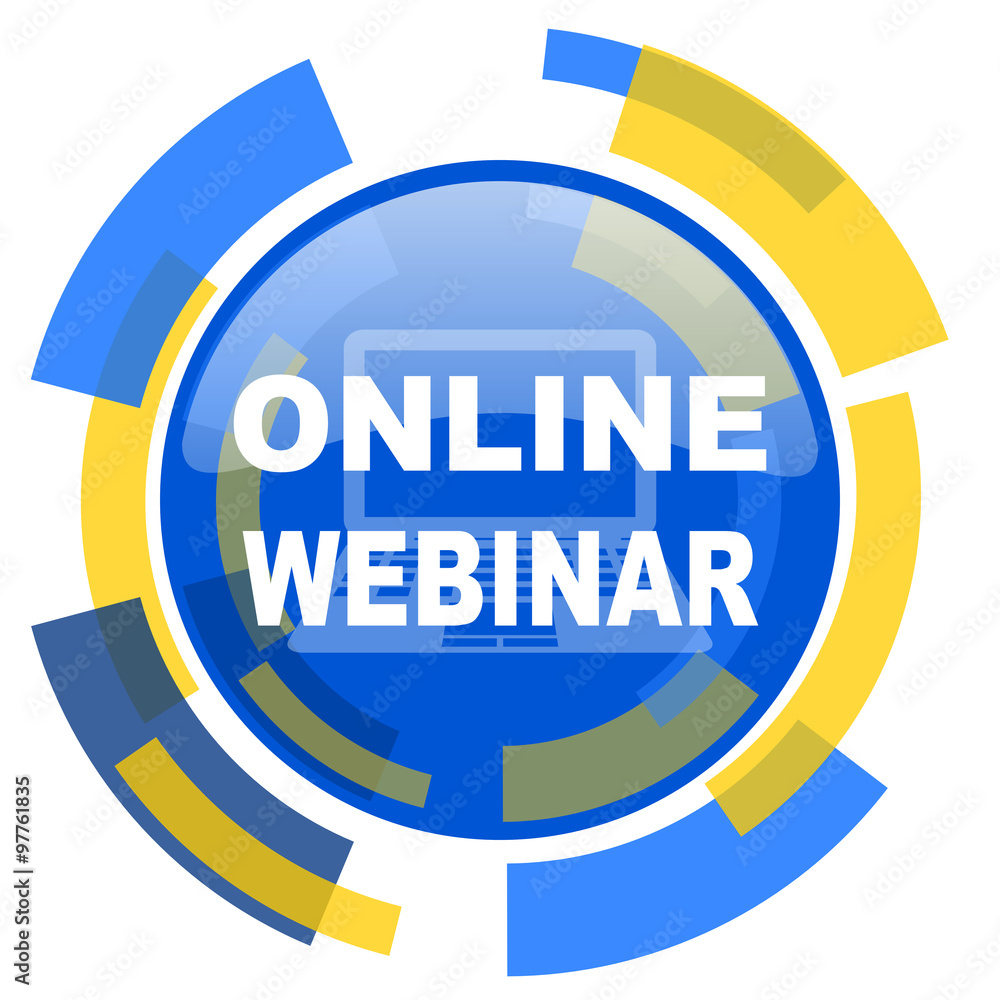online webinar blue yellow glossy web icon online webinar blue yellow glossy web icon